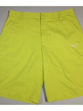 Mens Puma Sport Lifestyle Neon Shorts Sz: 32 Golf Tennis Walking Casual RN62200